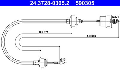 Cable Pull, clutch control ATE 24.3728-0305.2