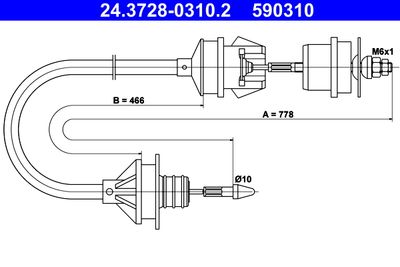Cable Pull, clutch control ATE 24.3728-0310.2