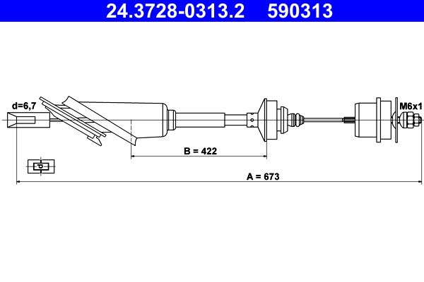 ATE 24.3728-0313.2 Cable Pull, clutch control