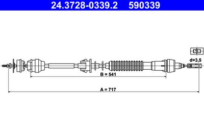 Cable Pull, clutch control ATE 24.3728-0339.2
