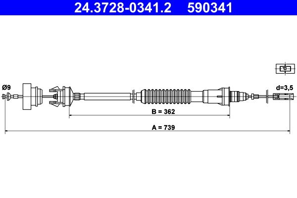 ATE 24.3728-0341.2 Cable Pull, clutch control