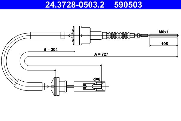 ATE 24.3728-0503.2 Cable Pull, clutch control
