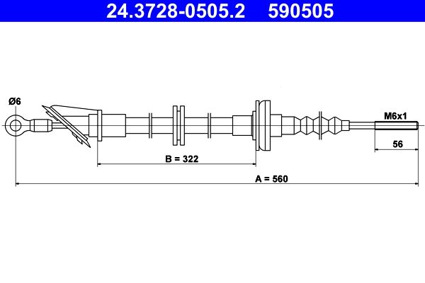 ATE 24.3728-0505.2 Cable Pull, clutch control