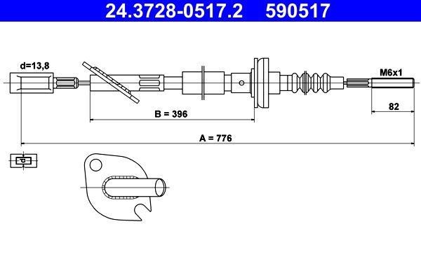 ATE 24.3728-0517.2 Cable Pull, clutch control
