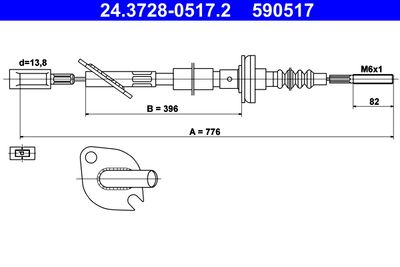 Cable Pull, clutch control ATE 24.3728-0517.2
