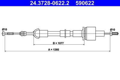 Cable Pull, clutch control ATE 24.3728-0622.2