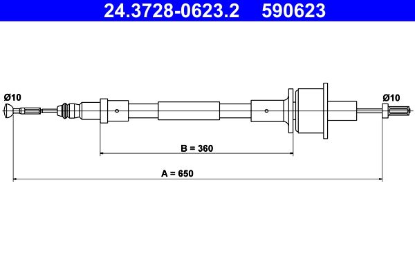ATE 24.3728-0623.2 Cable Pull, clutch control