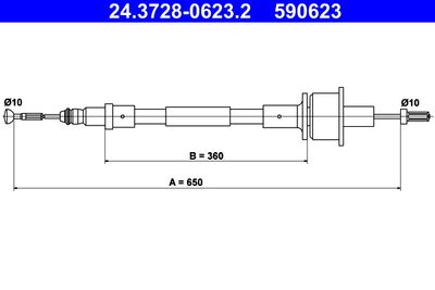 Cable Pull, clutch control ATE 24.3728-0623.2