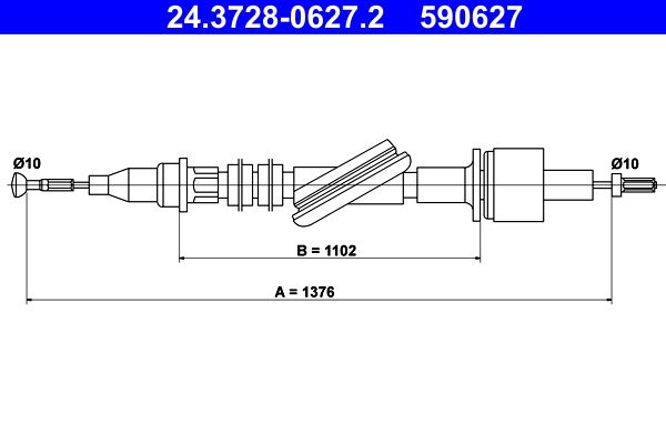 ATE 24.3728-0627.2 Cable Pull, clutch control
