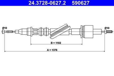 Cable Pull, clutch control ATE 24.3728-0627.2