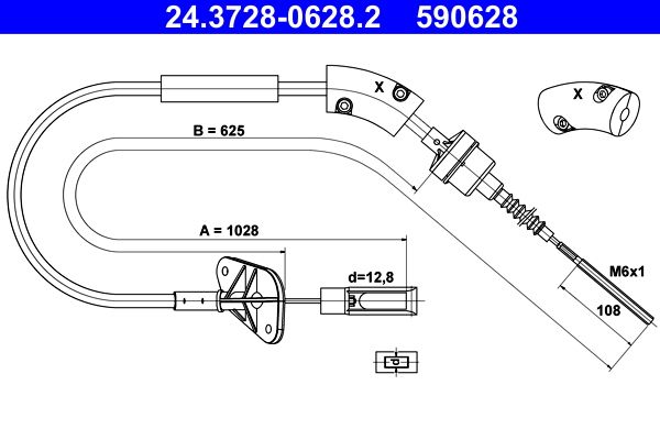 ATE 24.3728-0628.2 Cable Pull, clutch control