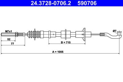 Cable Pull, clutch control ATE 24.3728-0706.2