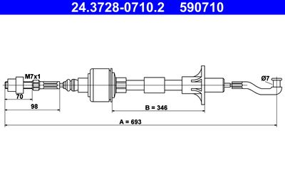Cable Pull, clutch control ATE 24.3728-0710.2