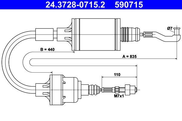 ATE 24.3728-0715.2 Cable Pull, clutch control