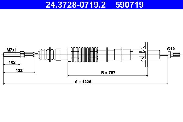 ATE 24.3728-0719.2 Cable Pull, clutch control