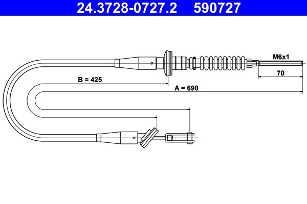 ATE 24.3728-0727.2 Cable Pull, clutch control