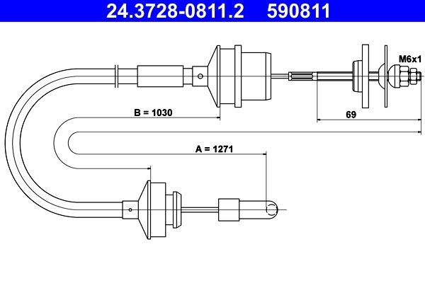 ATE 24.3728-0811.2 Cable Pull, clutch control