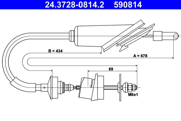 ATE 24.3728-0814.2 Cable Pull, clutch control
