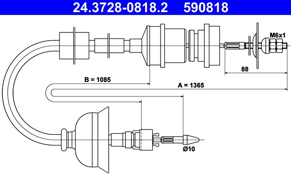ATE 24.3728-0818.2 Cable Pull, clutch control