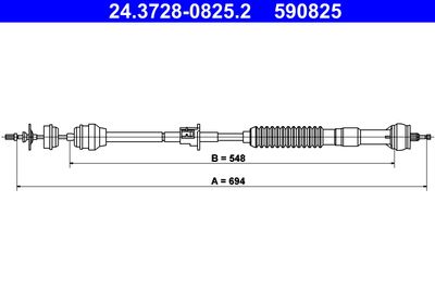Cable Pull, clutch control ATE 24.3728-0825.2