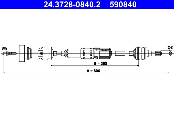 ATE 24.3728-0840.2 Cable Pull, clutch control