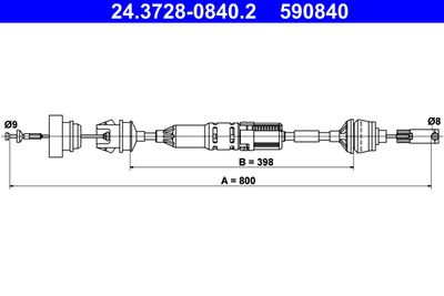 Cable Pull, clutch control ATE 24.3728-0840.2