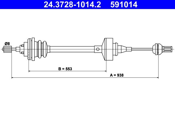 ATE 24.3728-1014.2 Cable Pull, clutch control
