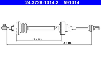 Cable Pull, clutch control ATE 24.3728-1014.2