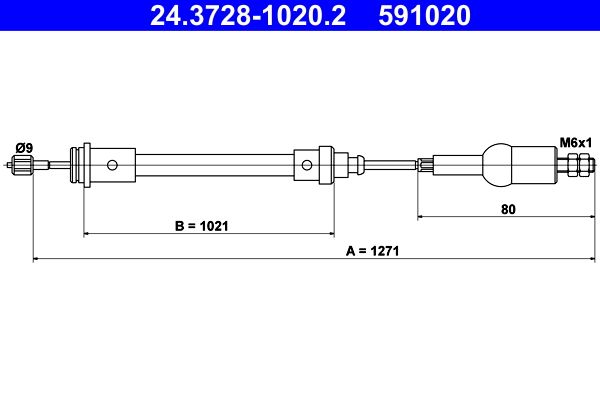 ATE 24.3728-1020.2 Cable Pull, clutch control