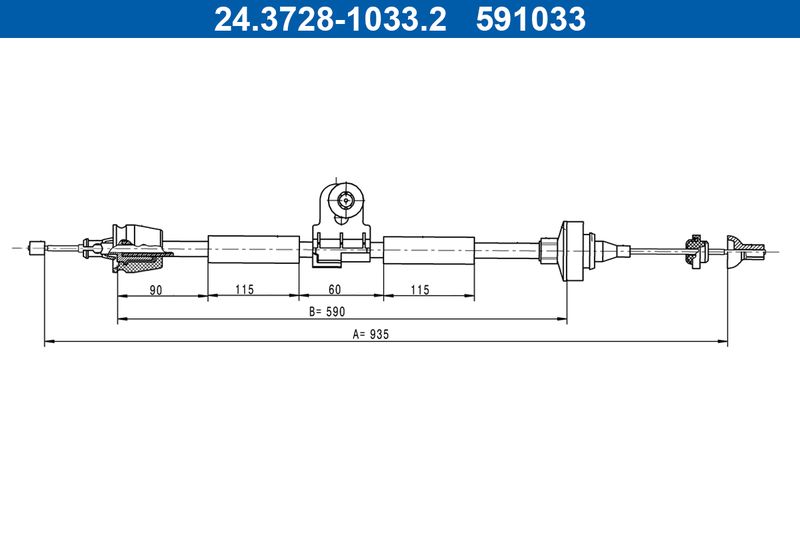 ATE 24.3728-1033.2 Cable Pull, clutch control