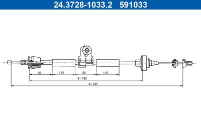 Cable Pull, clutch control ATE 24.3728-1033.2
