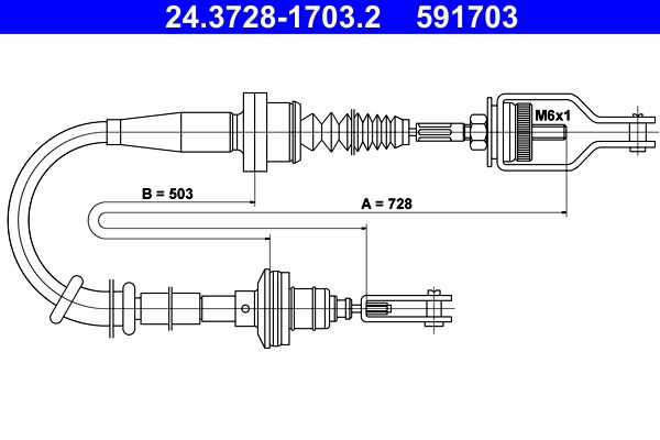 ATE 24.3728-1703.2 Cable Pull, clutch control