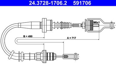 Cable Pull, clutch control ATE 24.3728-1706.2