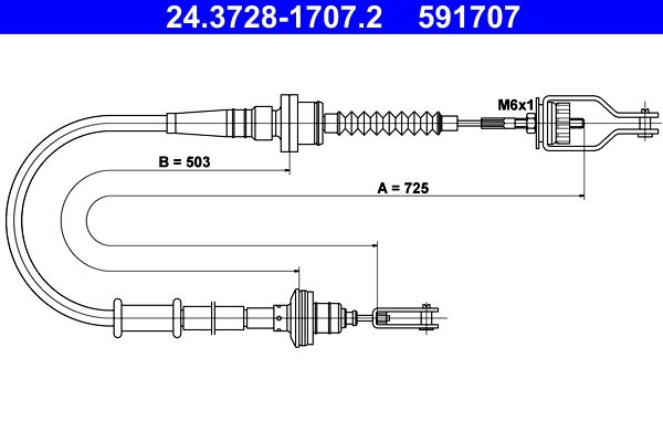 ATE 24.3728-1707.2 Cable Pull, clutch control