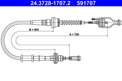 Cable Pull, clutch control ATE 24.3728-1707.2