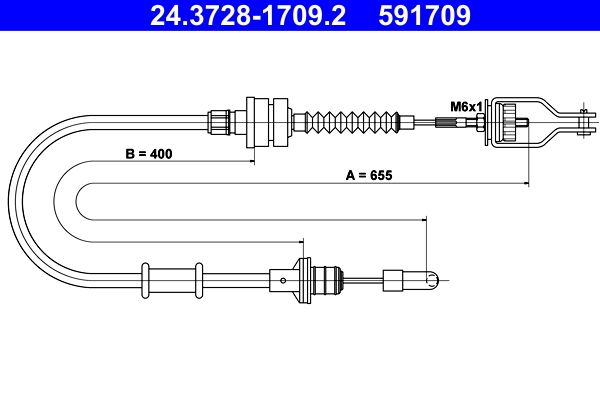 ATE 24.3728-1709.2 Cable Pull, clutch control