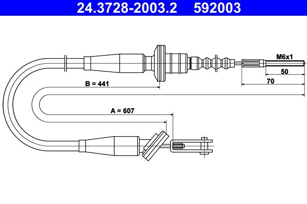 ATE 24.3728-2003.2 Cable Pull, clutch control