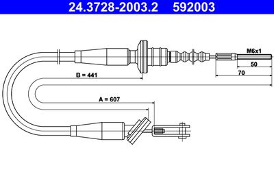 Cable Pull, clutch control ATE 24.3728-2003.2