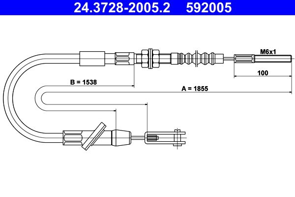 ATE 24.3728-2005.2 Cable Pull, clutch control