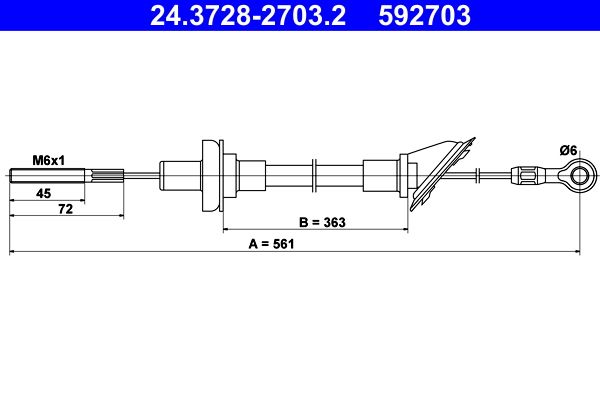 ATE 24.3728-2703.2 Cable Pull, clutch control