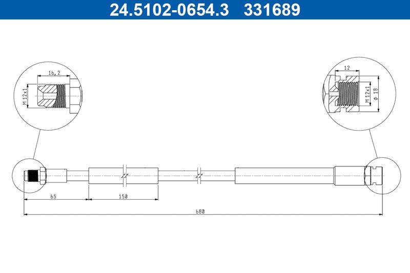 ATE 24.5102-0654.3 Brake Hose