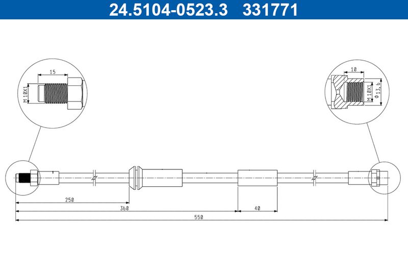 ATE 24.5104-0523.3 Brake Hose