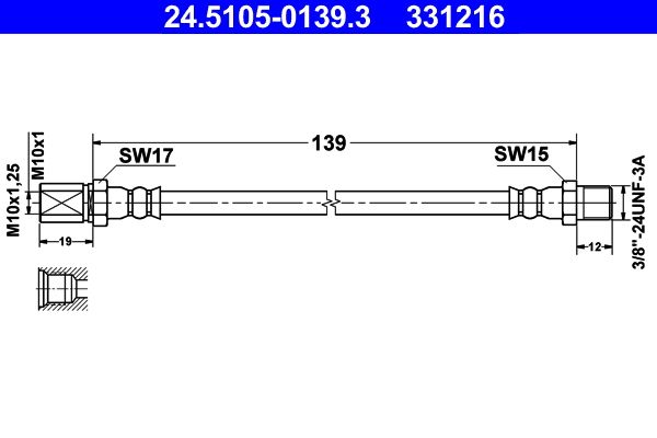 ATE 24.5105-0139.3 Brake Hose