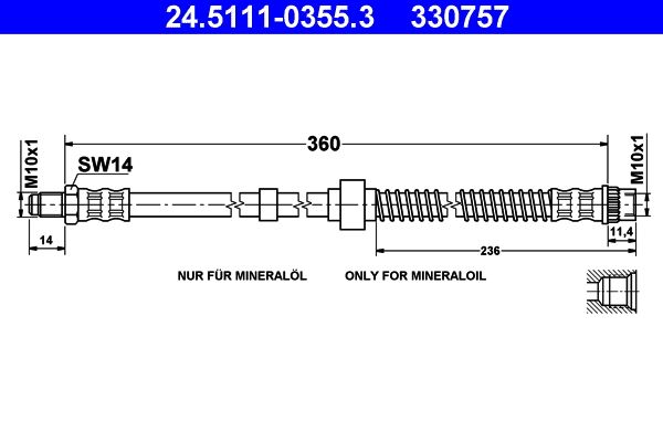 ATE 24.5111-0355.3 Brake Hose