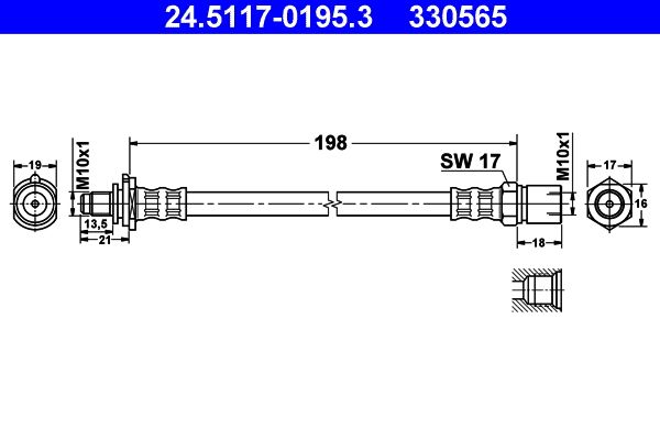 ATE 24.5117-0195.3 Brake Hose