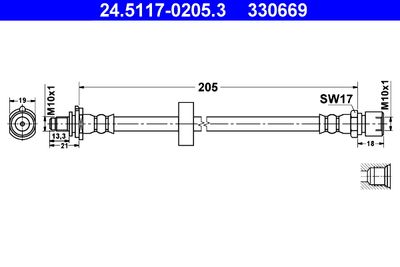 Brake Hose ATE 24.5117-0205.3