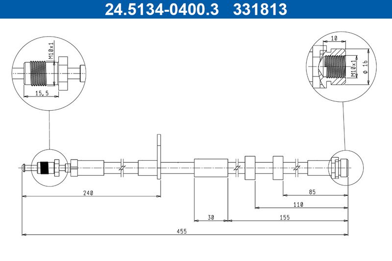ATE 24.5134-0400.3 Brake Hose