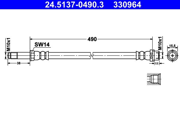 ATE 24.5137-0490.3 Brake Hose