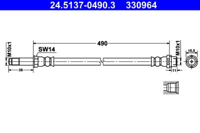 Brake Hose ATE 24.5137-0490.3