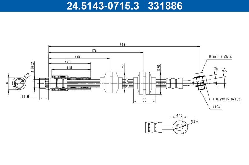 ATE 24.5143-0715.3 Brake Hose